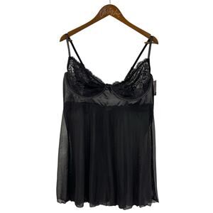 Cosmopolitan Babydoll Lingerie Set Black 3X NWT Semi Sheer Plus Size